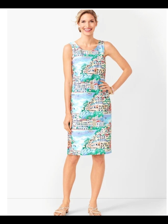 Talbots Dresses & Skirts - Talbots Multicolor Print Sheath Dress - Seafoam, Aqua, Coral, White